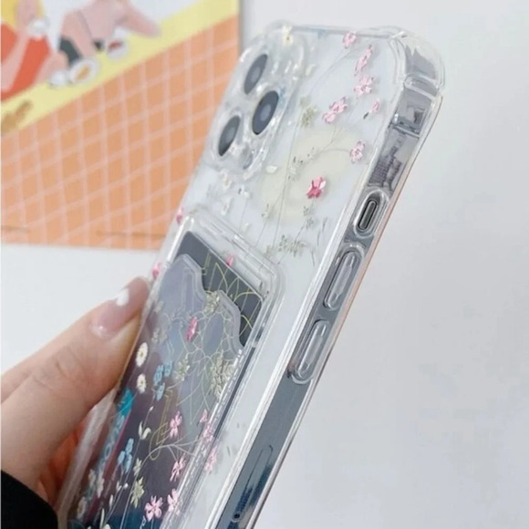 ⚠️Clearance🌟iPhone 14/Pro/Pro Max Clear Floral Phone Case With Card Slot - Picture 4 of 4